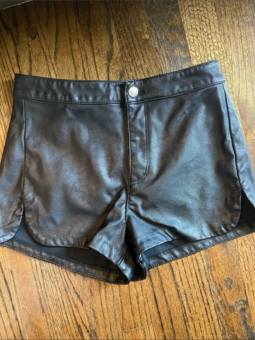 H&M Black Faux Leather High-Waist Shorts